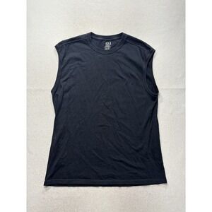 Fruit of the Loom Mens XL Black Sleeveless Crew Neck Basic Cotton Jersey Tee